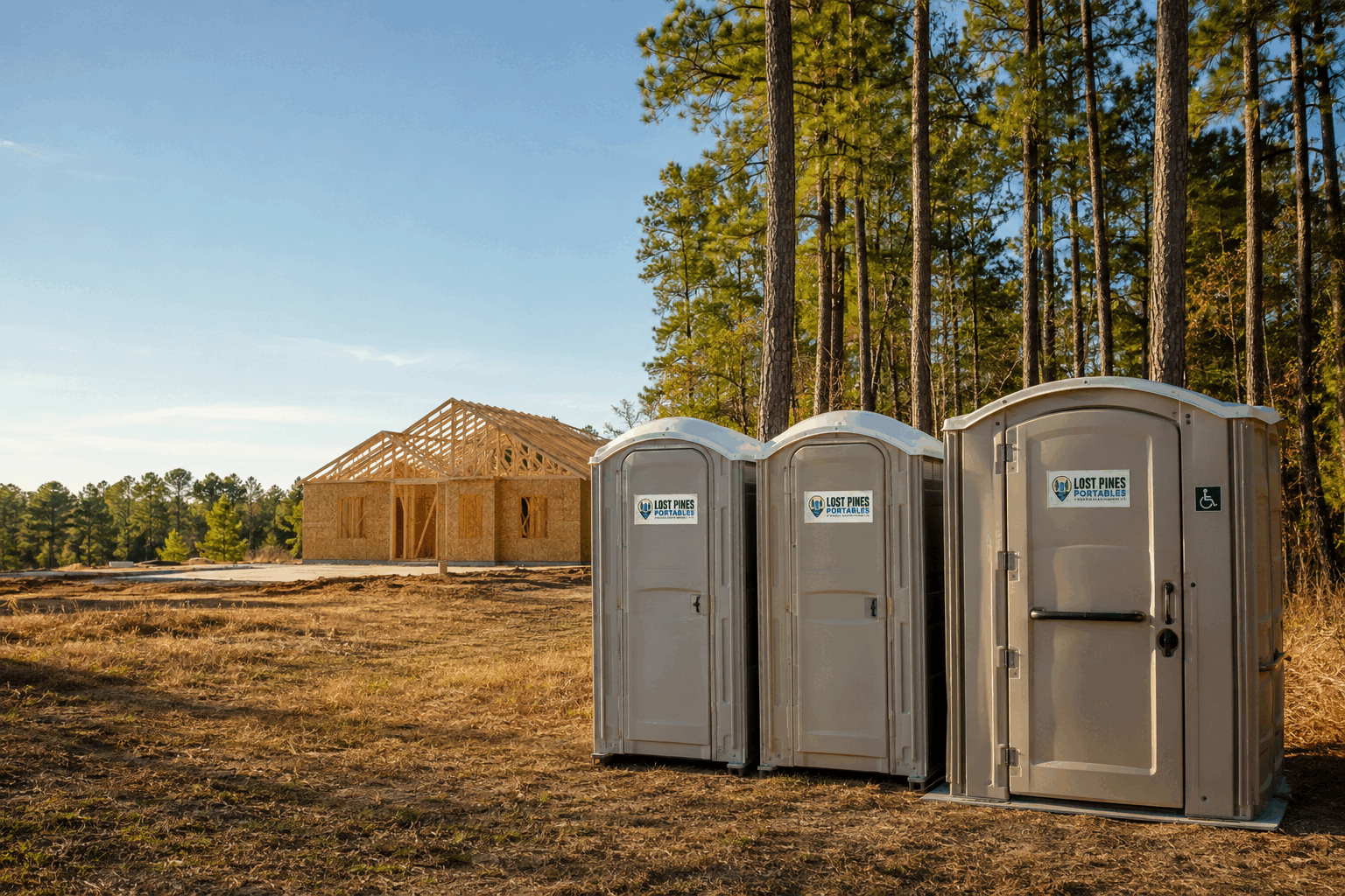 Lost Pines Portables units at a Central Texas construction site